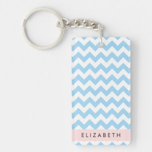 Llavero Zigzag Azul, Chevron Azul, Patrón De Ondas, Su Nom