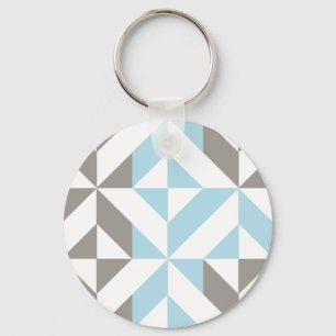 Llavero ZigZag geométrico azul y plata