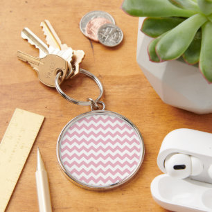 Llavero Zigzag rosa, Chevron rosado, patrón geométrico