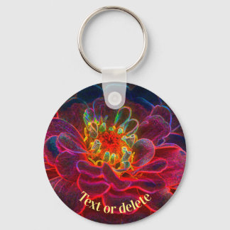 Llavero Zinnia Resumen Flor de Arte Personalizada