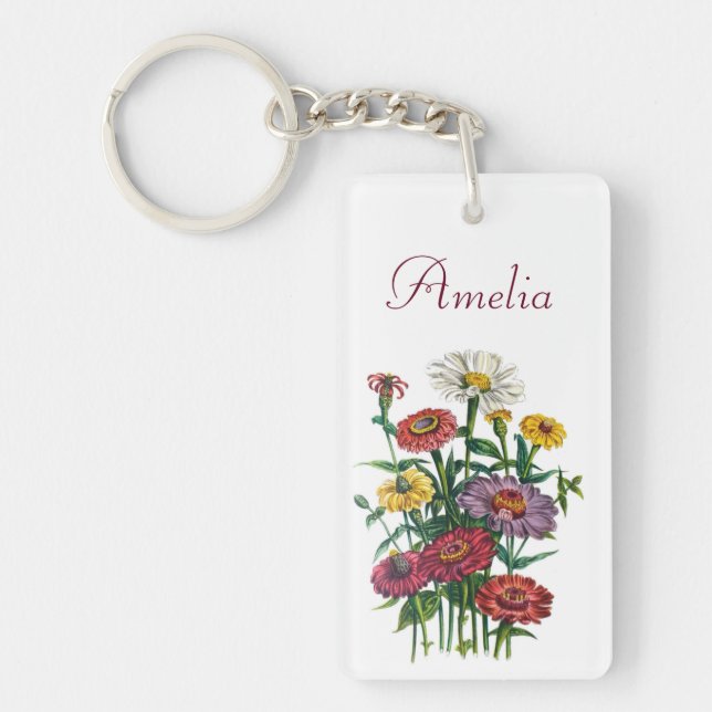 Llavero Zinnias personalizadas (Frente)