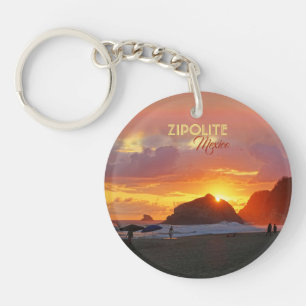 Llavero Zipolite colorido con atardecer / México