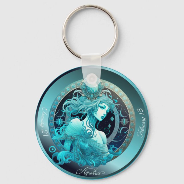 Llavero Zodiac Aquarius Personalizar Personal Keychain (Anverso)