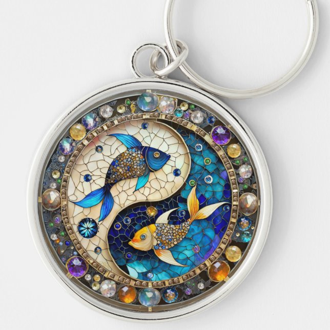 Llavero Zodiac - Pisces Fish Yin y Yang (Frente)