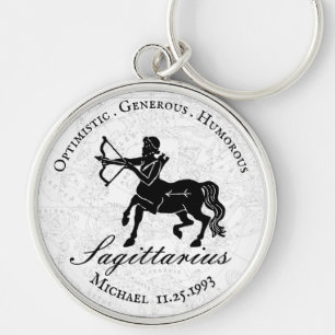 Llavero Zodiac Sagittarius Astrología Personalizado Blanc