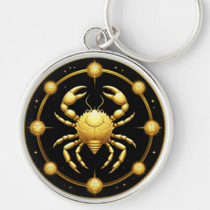 Llavero Zodiaco Cósmico de Cáncer Dorado