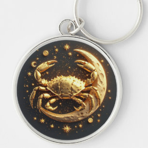 Llavero Zodiaco Cósmico del Cáncer Dorado