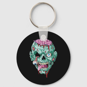 Llavero Zombie Face Brain Halloween Niños Hombres Mujeres 