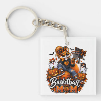 Llavero Zorra de mamá de baloncesto de Halloween: mamá de