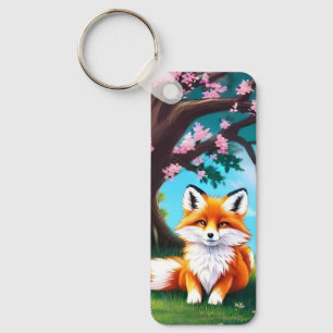 Llavero Zorro Adorable Sentado Bajo El Árbol-68563