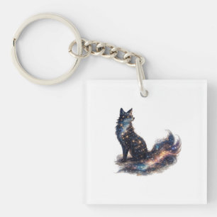 Llavero Zorro Celestial Animal de Fantasía Cósmica