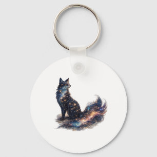 Llavero Zorro Celestial Animal de Fantasía Cósmica