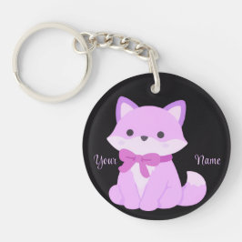 Llavero Zorro con lazo morado Cute Kawaii personalizado ne