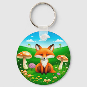 Llavero Zorro de dibujos animados en un bosque