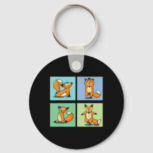 Llavero Zorro lindo Yoga Animal Meditación Zen Estiramient