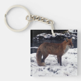 Llavero Zorro Rojo Vida Silvestre Invierno Nieve Bosque An