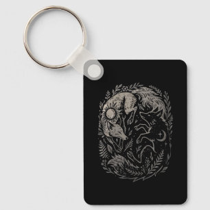 Llavero Zorros Lunares Solares • Arte Místico Yin-Yang del