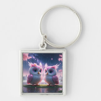 Llavero Zwei kleine Eulen in einer Traumwelt