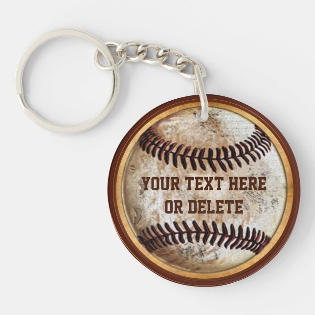 Llaveros de béisbol con aspecto vintage personaliz (Frente)