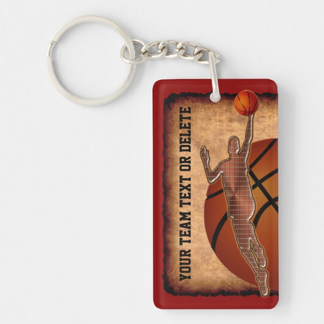 Llaveros de encargo del baloncesto SU TEXTO y (Frente)