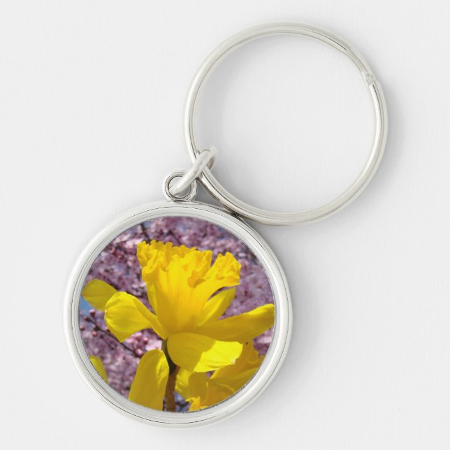 Llaveros de flores de narciso amarillo brillante d (Frente)