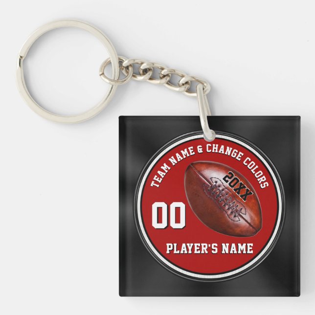 Llaveros de regalos de fútbol negro rojo y blanco (Frente)