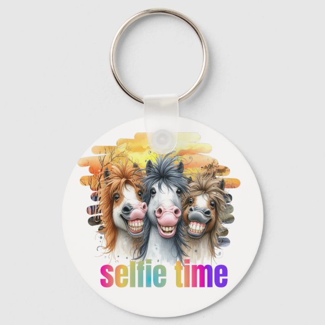 Llaveros horse meme – funny horses on a selfie (Anverso)