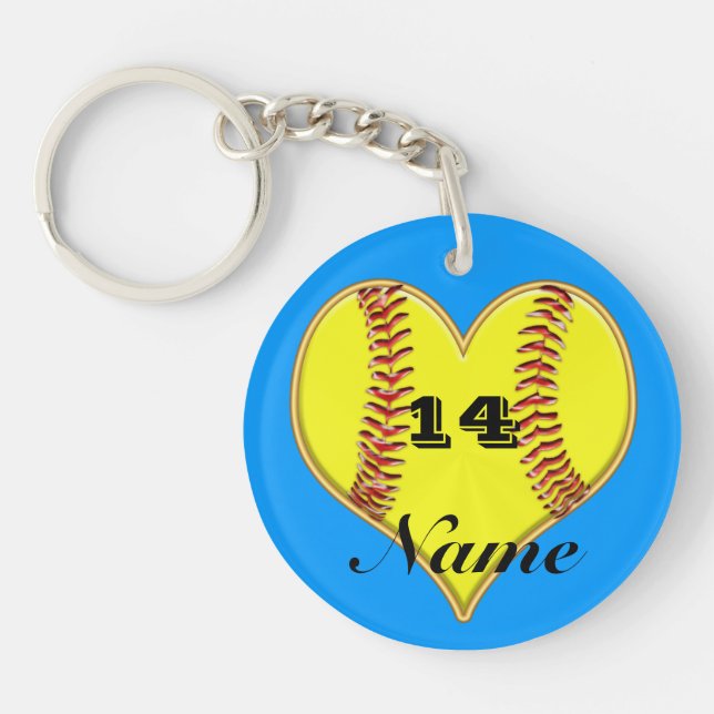 Llaveros personalizados del softball de Fastpitch (Frente)
