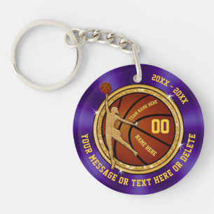 Llaveros personalizados oro púrpura del baloncesto