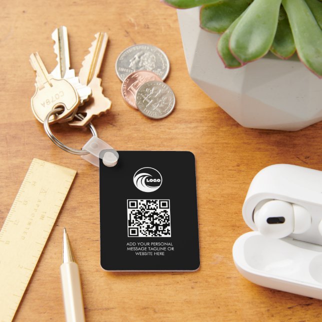 Llaveros Simple Logotipo Empresarial Código QR Neg (Escritorio )