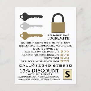 Llaves y padlock, volante publicitario de locksmit