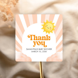 Llega el Sol Calcomanía Cuadrada para Baby Shower
