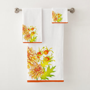 Llegada de otoño a un set de toallas de baño