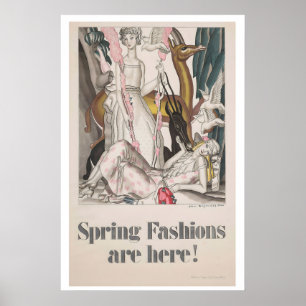 Llegan las Modas de Primavera Póster Antiguo Art D