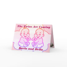 Llegan los gemelos chicas a la tarjeta Baby Shower