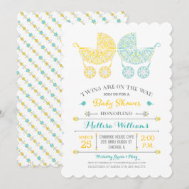 ¡Llegan los gemelos! Invitación a la fiesta de beb