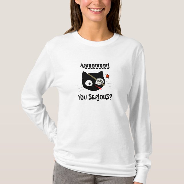 ¿LLEGAS A SERIO? Camiseta Pirate Cat (Anverso)