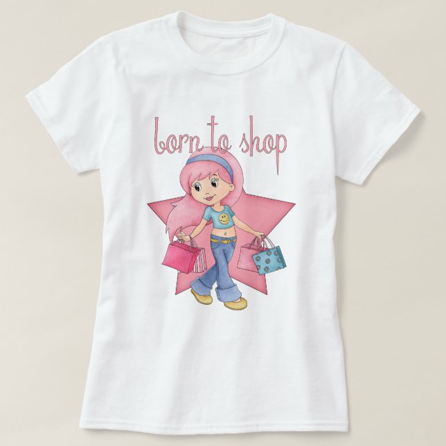 Llevado hacer compras camiseta - chica de compras (Diseño del anverso)