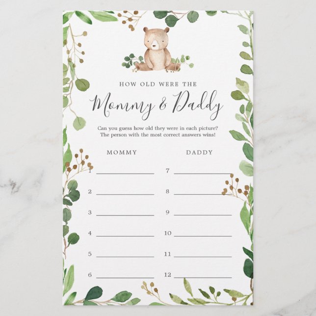 Llevar a Baby Shower La Edad De La Tarjeta De Jueg (Anverso)