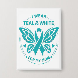 Llevo Verde Turquesa y Blanco por Mi Madre Botón