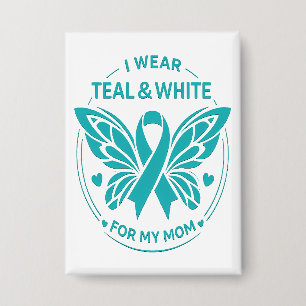 Llevo Verde Turquesa y Blanco por Mi Madre Botón