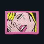 Llora una cartera del arte pop del río<br><div class="desc">Este grito yo una cartera del arte pop del río ofrece un dibujo inspirado cómic de la mujer joven emocionalmente loca con el pelo rubio, los labios rosados y los rasgones de la aguamarina. ¡La vida no puede ser justa, pero esta cartera casi lo compensa! ¡Es perfecta para cualquier reina...</div>