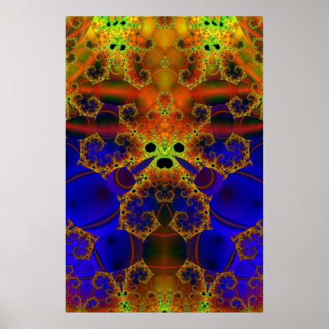 Llorando | Arte fractal azul y amarillo (Frente)