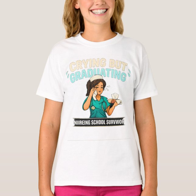Llorando Pero Graduándose Camiseta Divertida de Gr (Anverso)