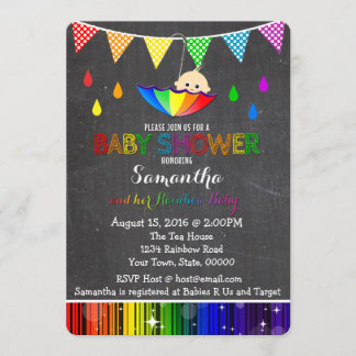 Llover la invitación de Baby Shower del arco iris