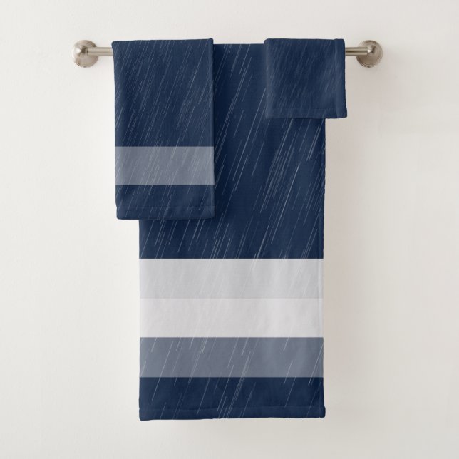 Lluvia Blanco Azul Marino Patrón (In situ)