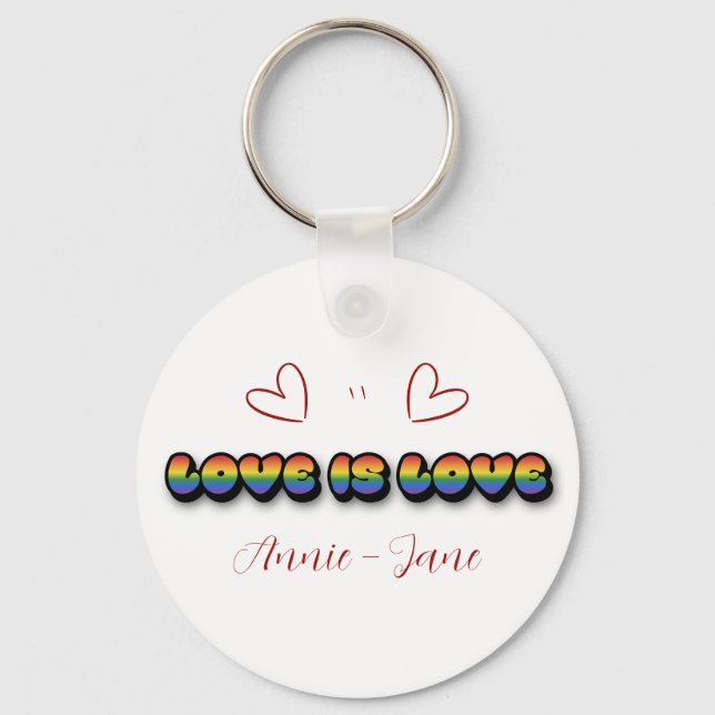Lluvia de Amor Arcoíris LGBTQ Llavero (Anverso)