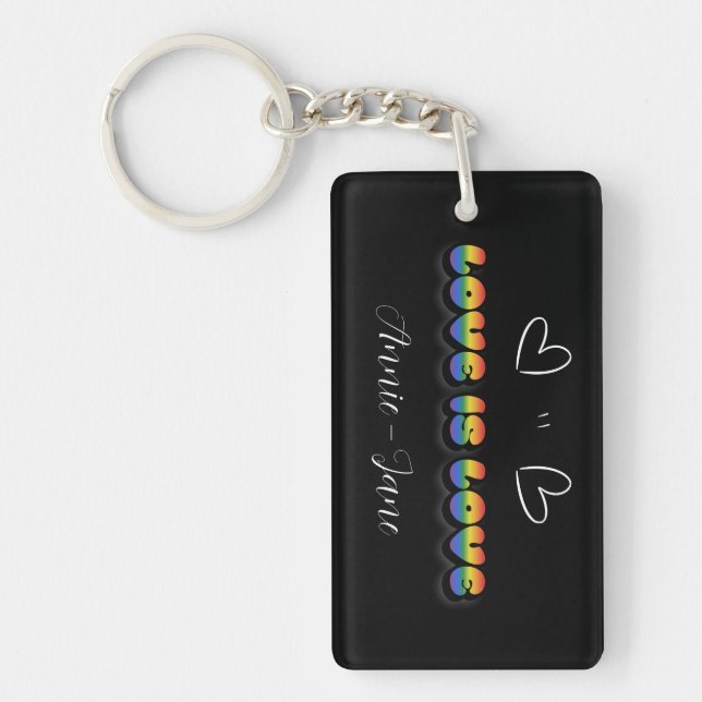 Lluvia de Amor Arcoíris LGBTQ Llavero Acrílico (Frente)