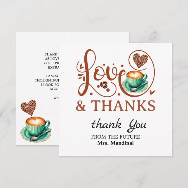 Lluvia de Amor y Agradecimiento Tema de Café para  (love and thanks thank you elegant script calligraphy modern script typography heart message coffee)