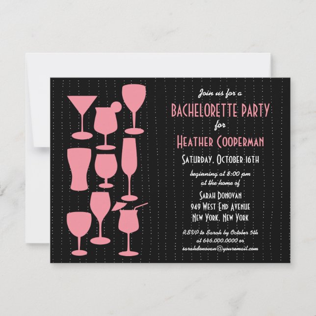 Lluvia de cócteles Invitación a la Bachelorette Pa (Anverso)